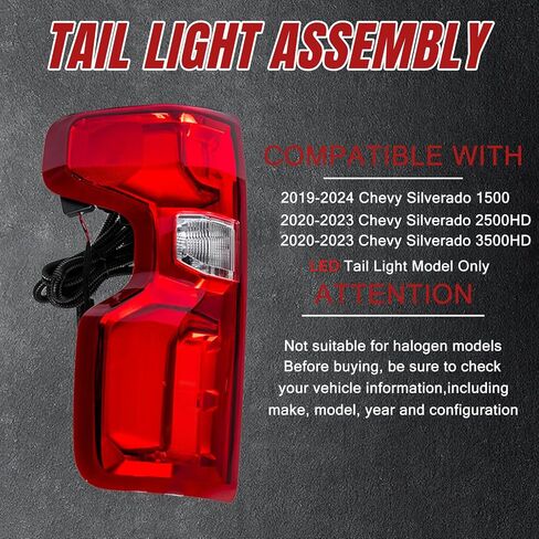 LED Tail Lights Assembly Compatible With 2019 2020 2021 2022 2023 2024 Chevy Silverado 1500 2500HD 3500HD, Rear Taillights Brake Lights Replace 84678149/84678150, Right Passenger Side in Saudi Arabia
