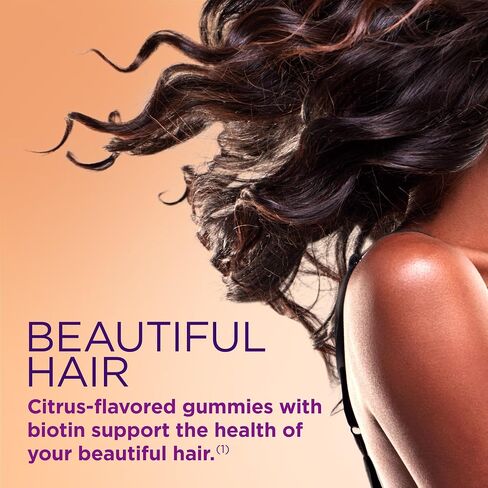 Nature's Bounty Optimal Solutions Hair, Skin & Nails with Biotin and Collagen, Citrus-Flavored Gummies Vitamin Supplement, 2500 mcg, 80 Ct in Kuwait