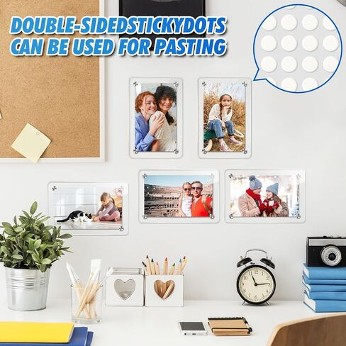 ESRICH 12 Pack Acrylic Fridge Magnetic Frame, Polaroid Magnet Frame,Double Sided Photo Magnet Frames for Refrigerator,Mini Frame Clear (2.36 x 3.54Inch) in Kuwait