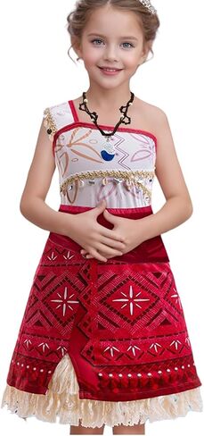 Xefenki 2024 New Princess Adventure Ocean Costume for Girls Toddler Deluxe One-shoulder Dress With Necklace and Hairpin 3-14Y in Saudi Arabia