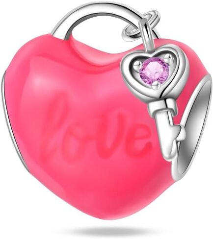 Love Heart Bead Sterling Silver Charms for Charm Bracelet for Women 5A Cubic Zirconia Dangle Pendant Bracelet Valentine's Day in Saudi Arabia