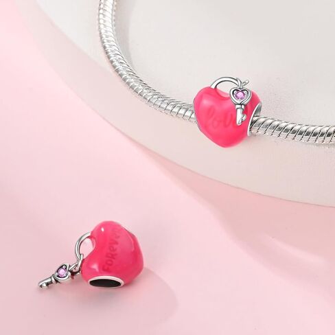 Love Heart Bead Sterling Silver Charms for Charm Bracelet for Women 5A Cubic Zirconia Dangle Pendant Bracelet Valentine's Day in Saudi Arabia