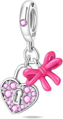 Love Heart Bead Sterling Silver Charms for Charm Bracelet for Women 5A Cubic Zirconia Dangle Pendant Bracelet Valentine's Day in Saudi Arabia