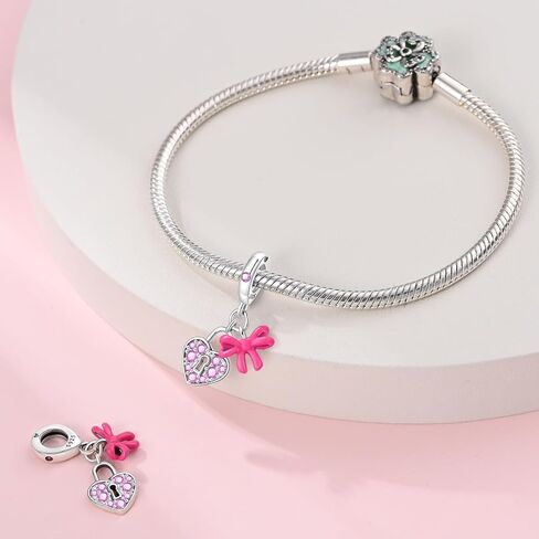 Love Heart Bead Sterling Silver Charms for Charm Bracelet for Women 5A Cubic Zirconia Dangle Pendant Bracelet Valentine's Day in Saudi Arabia