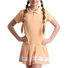 Reebok Girls' Dress - Short Sleeve Active Performance Pique Polo Tennis Dress - Summer Casual Pleated Skirt Polo Dress (7-12)