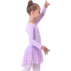 Girls Long Sleeve Ballet Leotards Skirt Toddler Dance Gymnastics Kids Team Basic Ballet Dresse