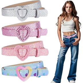 4 Pack Children's Leather Belt Girl Belt Size 6-12 Girl Dress Pants Jeans