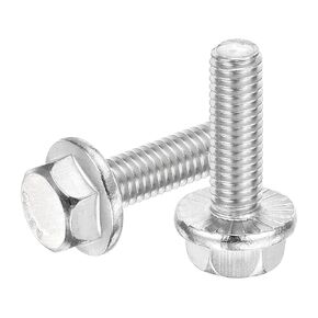 uxcell 25Pcs M6 x 20mm Hex Serrated Flange Bolts Screws, 304 Stainless Steel Flanged Hex Head Bolts Flange Hexagon Screws for Households, Machine Tools, and DIY Project, Silver