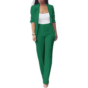 Tcremisa Women's Fashion Fall 2 Piece Pant Suit Dressy Long Sleeve Blazer and Slim Fit Pants Set Business Outfits