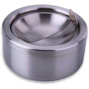 Outdoor Ashtray with Lid, Flip Top Stainless Steel Ash Tray, Metal Windproof Cigarette Ashtrays for Indoor or Outdoor Use, Desktop Ashtray Office Patio Home Decor