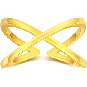 Simplicity Ring for Women 925 Sterling Silver Adjustable Simple Gold Plated Jewelry Christmas Gifts for 1