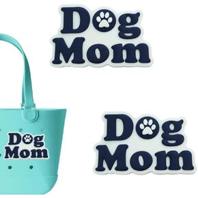 Dog Mom Charms for Bogg Bag - Set of 2 PVC Rubber Inserts, Compatible with Bogg Bag Accessories, Beach Bag Charms Inserts Accessories for Women Girls (2)