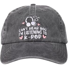 InnoBeta Korean Gifts Cap for Women - Adjustable Vintage Washed Cotton Embroidered Hat - for K Pop Lovers, Korean Friends, Christmas