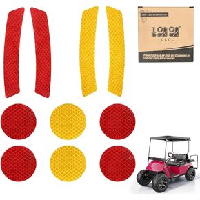 10L0L Golf Cart Front Rear Side Reflex Reflector Strips, Stick-On Sticker Decals Red Amber - Round
