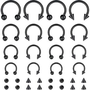 TOKRING 16G Septum Nose Rings Stainless Steel Hinged Seamless Nose Hoop Ring Horseshoe Piercing Jewelry Captive Bead Ring Helix Daith Tragus Cartilage Earrings for Women Men