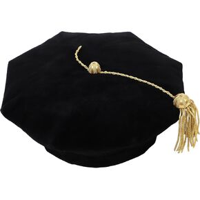 Doctoral Graduation Tam 8-Sided/6-Sided Doctorate Cap PHD Velvet with Gold Bullion Tassel