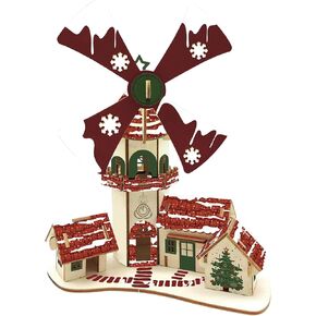 3D Wooden Windmill DIY Three-Dimensional Puzzle, Assemble The Three-Dimensional Ornaments and Place Them on The Desk. Christmas Style Small Decoration