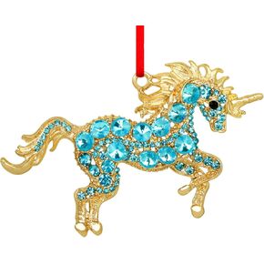 D24TIME Unicorn Christmas Ornaments 2024 Metal Teal Unicorn Christmas Tree Decorative Hanging Ornaments Christmas Keepsake Gifts for Women Girls Kid Unicorn Ornaments Christmas Birthday Party Supplies