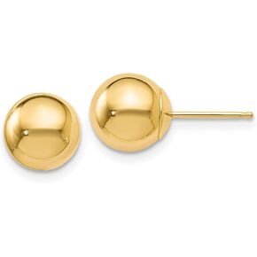 14k Yellow Gold Polished 8mm Ball Post Earrings 8x8 mm