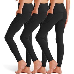 3 Pack Girls' Leggings with Pockets, Ankle Length Athletic Yoga Pants for Kids Clothes