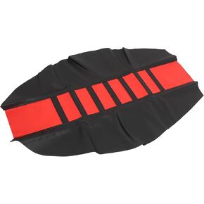 Motoforti Universal Motorcycle Seat Cover, Faux Leather, Red Black, 1 Pc