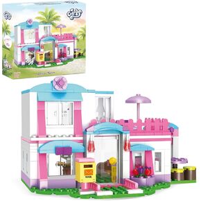BRICK STORY Dream Girls Friends House Building Sets Beach House for Girls 319 PCS Seaside Villa with Swing Sun Lounger Building Kit Play Set Toys for Kids Aged 6-12