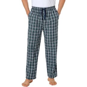 Mens Pajama Pants 100% Cotton Plaid Sleep & Lounge Pants, PJ Bottoms with Pockets and Button Fly