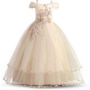 TTYAOVO Girls Applique Prom Gowns Luxury Wedding Birthday Party Princess Long Dresses