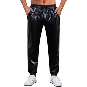 WULFUL Mens Metallic 70s Disco Costume Sequin Party Jogger Pants in Kuwait