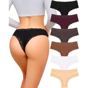 UNDER THE SEA Cotton Underwear for Women Sexy Lace Hipster Panties Low Rise Breathable Brazilian Womens Cheeky 6 Pack S-XL
