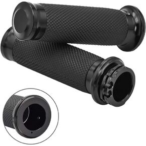 Benlari Black Hand Grips 1 Inch Motorcycle Handlebar Grips Cable Throttle Compatible for Harley Davidson Sportster Touring Dyna Softail 883 1200