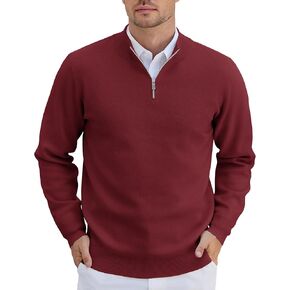 COOFANDY Mens Quarter Zip Pullover Slim Fit Lightweight Knit Pullover Sweaters Casual Polo Sweater