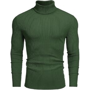 COOFANDY Mens Knitted Turtleneck Long Sleeve Turtle Neck Ribbed Pullover Sweater Thermal Casual High Neck