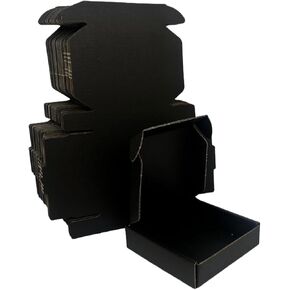 Small Shipping Boxes, Corrugated Cardboard Mailers (Black, 4x4x1)