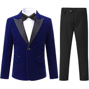 Boyland Boys Tuxedo Suit Velvet Peak Lapel Vintage 2 Pieces Slim Fit Jacket Pants Suit Set Prom Party