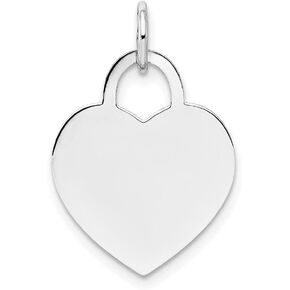 Diamond2Deal 14k White Gold Medium Engravable Heart (L- 22 mm, W- 15 mm)