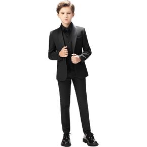 بدلة Yavakoor للأولاد كلاسيكية من Tuxedo Morden Fit للأطفال الصغار مع معطف وسروال ومجموعة سترة بدون ذيل