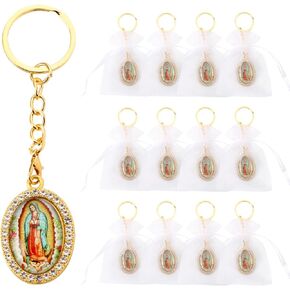 12 Pcs Our Lady of Guadalupe Keychain Baptism Favors for Guests,Llaveros De La Virgen De Guadalupe for Quinceanera,First Communion Favors,Primera Comunion Recuerdos De Bautizo Para Niña Niño