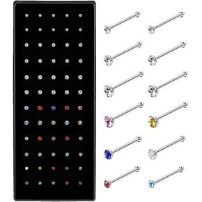Cute Nose Rings for Women, Surgical Stainless Steel Nose Studs Women Men 20g Small Nose Rings Bone Studs, Hypoallergenic Real Nose Piercings Body Jewelry Bulk Unique Tiny