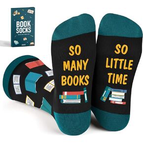 VICRAZY Book Lovers Gifts - Funny Socks for Book Lovers - Gift for Readers - Reading Stuff, Stocking Stuffers for Men, Women