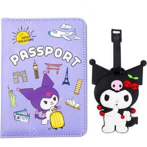 Kawaii Passport Holder with Luggage Tag, Cute Passport Cover set