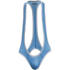 Men Sexy One Piece Jockstrap Leotard Wrestling Singlet Thong Underwear Mesh Jumpsuit Stretch Breathable Bodysuit
