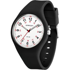 MASTOP Nurse Doctor Student Watch for Women and Men Fashion Waterproof Sports Watch with Easy-to-Read Luminous Dial 24-Hour Format Soft Silicone Strap