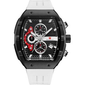 Watches for Men Waterproof Sport Men’s Watch Tonneau Analog Chronograph Luminous Fashionable Outdoor Unique Running Casual Watch with Second Hand