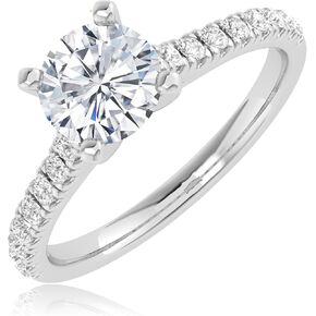 0.5 Carat t.w. LAB GROWN Round Cut Diamond Prong Set Solitaire Diamond Engagement Ring Band (H-I Color VS2-SI1 Clarity)