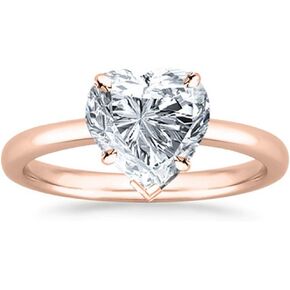 14K Rose Gold 1-5 Carat Lab Grown Solitaire Heart Cut IGI Certified Diamond Engagement Ring (F-G Color VS1-VS2 Clarity)