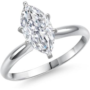 Gem Stone King 1 to 3 Carat 14K White Gold IGI Certified White Lab Grown Diamond Solitaire Engagement Ring For Women | F-G Color | VVS-VS Clarity | Available In Size 5, 6, 7, 8, 9