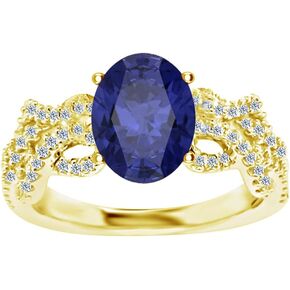 3.75 Carat Modern Three Row Twisting Curvy Oval Cut Tanzanite Diamond Engagement Ring (3 Ct Center Heirloom Quality AAA+)