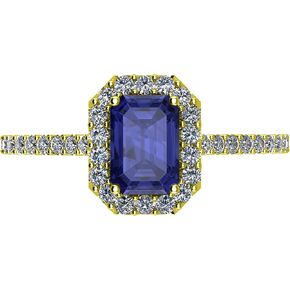 3.5 Carat Classic Halo Emerald Cut Tanzanite Diamond Engagement Ring (3 Ct Center Heirloom Quality AAA+)