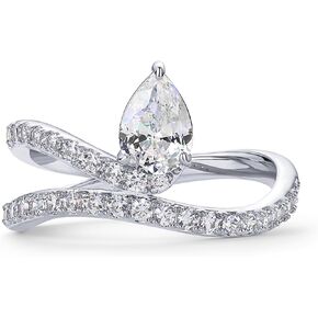 PAVOI 14K Gold Plated Premium Cubic Zirconia Square Solitaire Engagement Ring for Women | Unique Wavy Band Promise Ring | Fake Wedding Ring